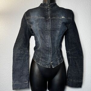 Vintage Y2K diesel inspired Women’s Fitted moto Denim Jean Jacket Size M/L
